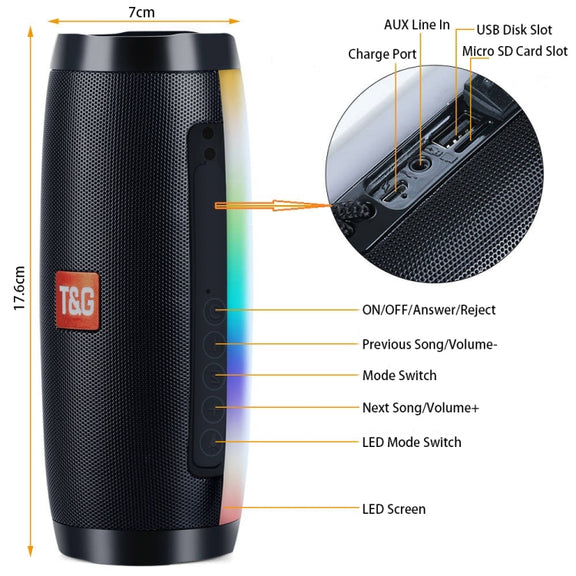 T&G TG157 Bluetooth 4.2 Mini Portable Wireless Bluetooth Speaker with Melody Colorful Lights(Red)