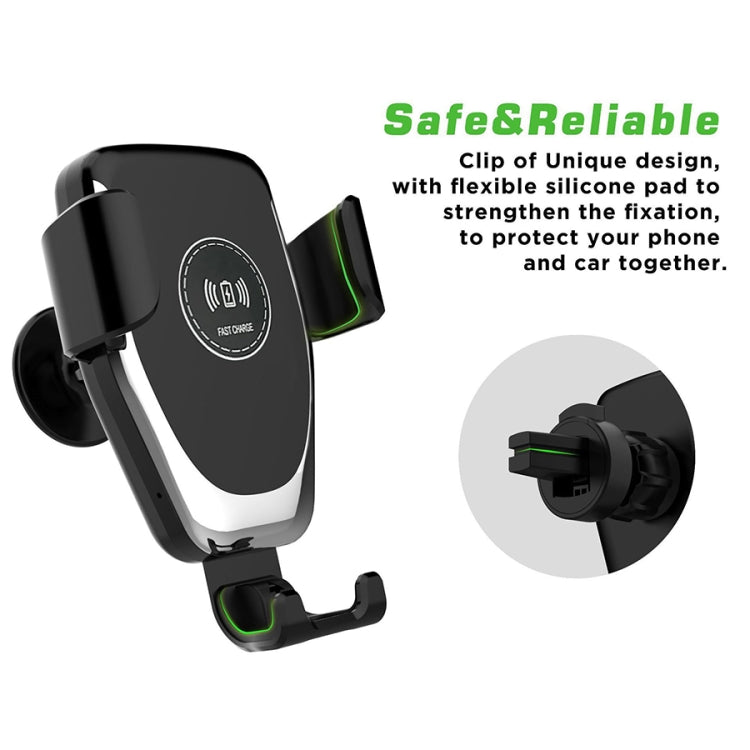 C6 Gravity Induction Car Qi Wireless Charger Fast Charging Air Vent Phone Holder(Black)