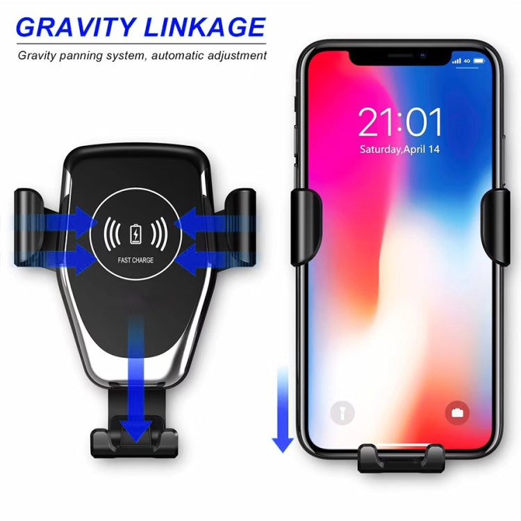C6 Gravity Induction Car Qi Wireless Charger Fast Charging Air Vent Phone Holder(Black)
