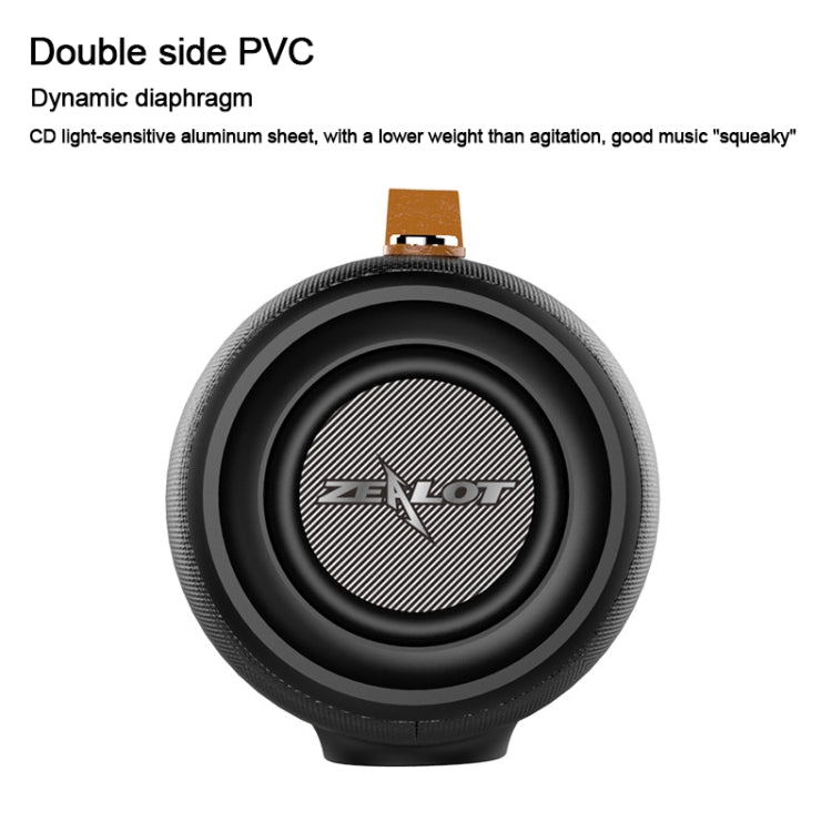 ZEALOT S27 Multifunctional Bass Wireless Bluetooth Speaker, Built-in Microphone, Support Bluetooth Call & AUX & TF Card & 1x93mm + 2x66mm Speakers(Black)