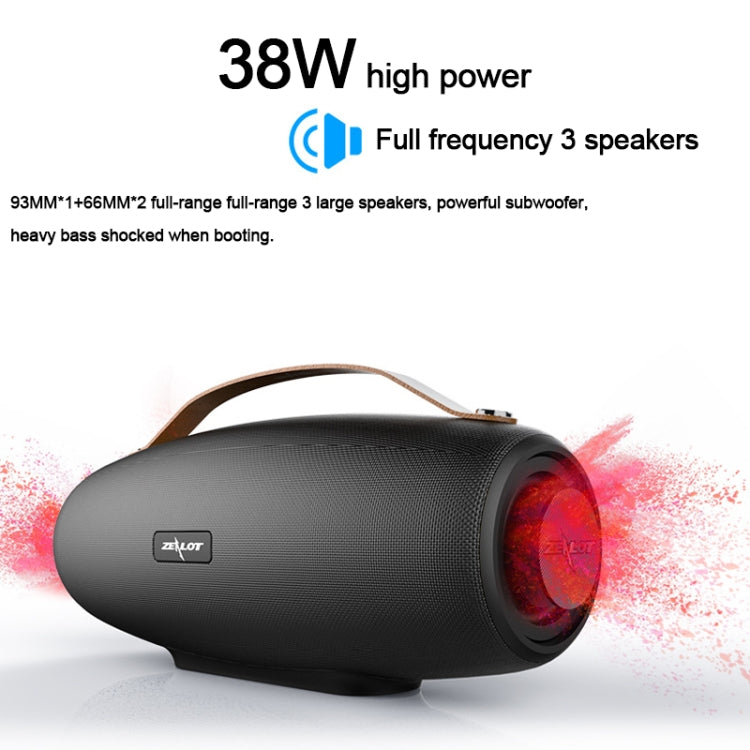 ZEALOT S27 Multifunctional Bass Wireless Bluetooth Speaker, Built-in Microphone, Support Bluetooth Call & AUX & TF Card & 1x93mm + 2x66mm Speakers(Black)