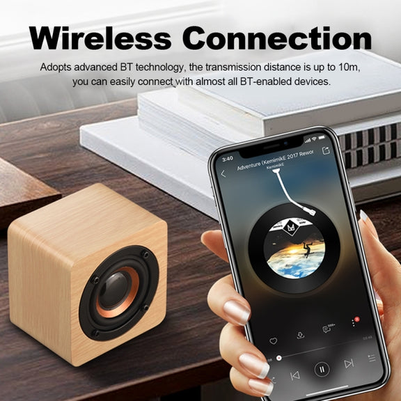 Q1 Wooden Mini Portable Mega Bass Wireless Bluetooth Speaker(Black)