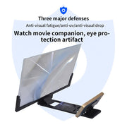 F3 14 inch Radiation Protection Universal Mobile Phone Screen Amplifier 3D HD Video Amplifier with Stand(Black)