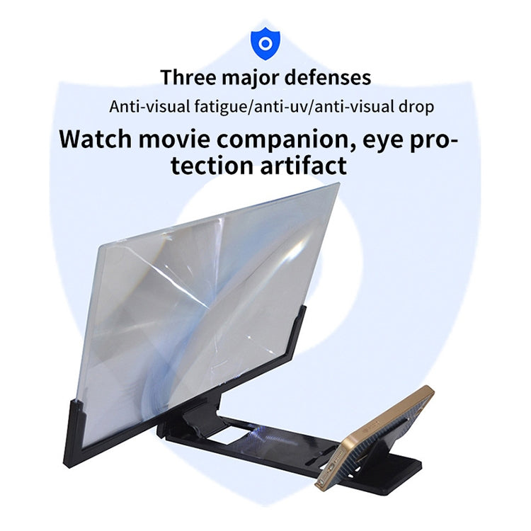 F3 14 inch Radiation Protection Universal Mobile Phone Screen Amplifier 3D HD Video Amplifier with Stand(White)