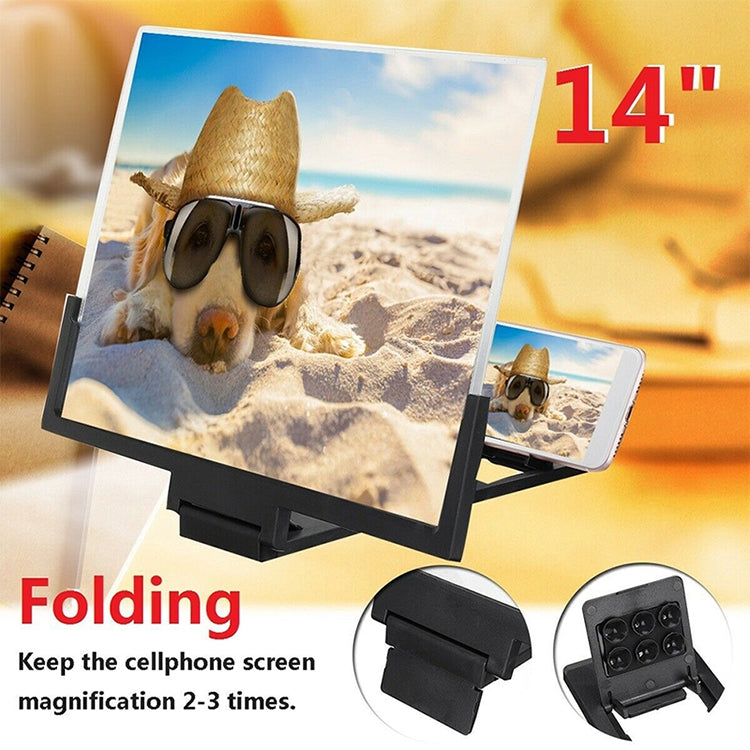 F3 14 inch Radiation Protection Universal Mobile Phone Screen Amplifier 3D HD Video Amplifier with Stand(White)