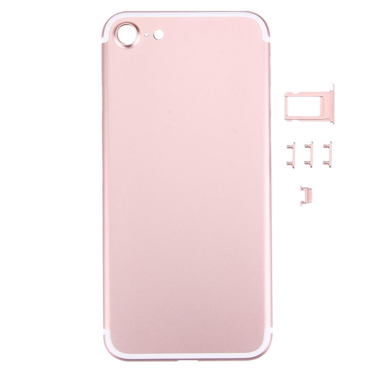 5 in 1 for iPhone 7 (Back Cover + Card Tray + Volume Control Key + Power Button + Mute Switch Vibrator Key) Full Assembly Housing Cover(Rose Gold)