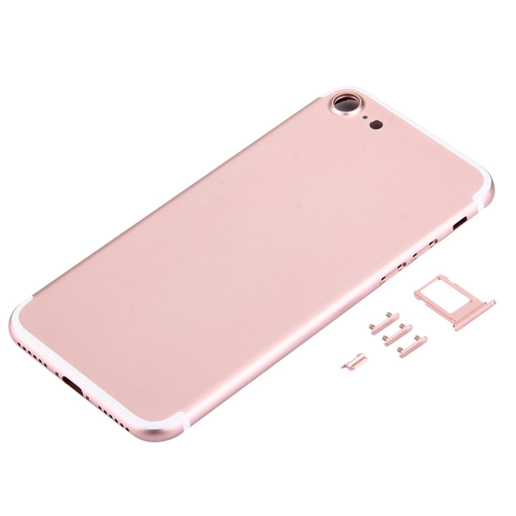5 in 1 for iPhone 7 (Back Cover + Card Tray + Volume Control Key + Power Button + Mute Switch Vibrator Key) Full Assembly Housing Cover(Rose Gold)