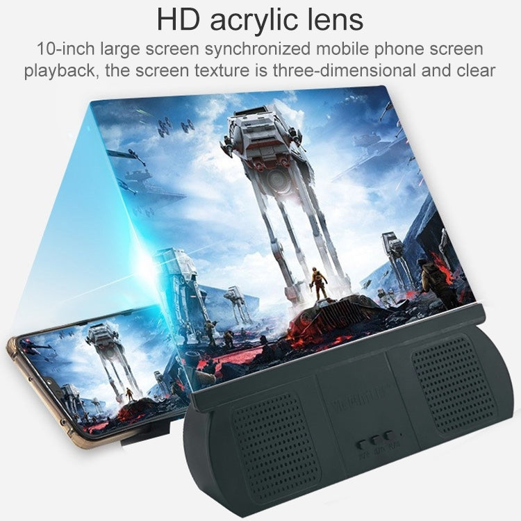 F9 10 inch Universal Chargeable Mobile Phone Screen Amplifier HD Video Amplifier with Silicone Suction Cup Stand & Bluetooth Speaker(Black)