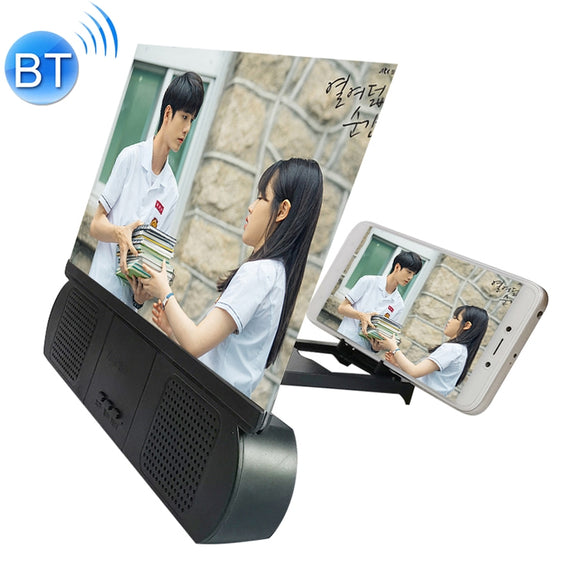 F9 10 inch Universal Chargeable Mobile Phone Screen Amplifier HD Video Amplifier with Silicone Suction Cup Stand & Bluetooth Speaker(Black)