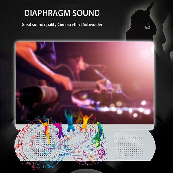 F9 10 inch Universal Chargeable Mobile Phone Screen Amplifier HD Video Amplifier with Silicone Suction Cup Stand & Bluetooth Speaker(Black)