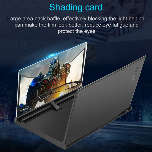 F18 12 inch Rotatable Folding Universal Mobile Phone Screen Amplifier HD Video Amplifier with Block Light Card, Book Shape Version(White)