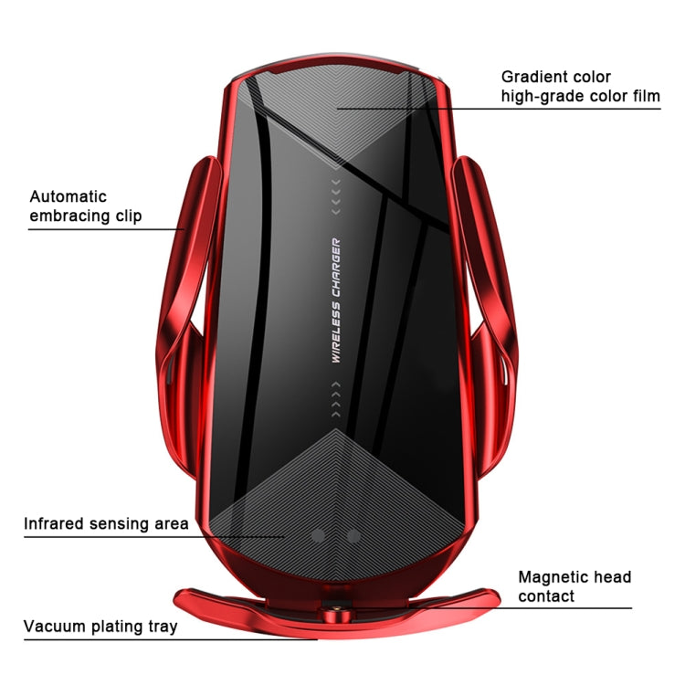 Q2 15W Universal Rotation Infrared Induction Magnetic Car Wireless Charging Mobile Phone Holder with Micro USB + 8 Pin + Type-C / USB-C Magnetic Connector(Black)