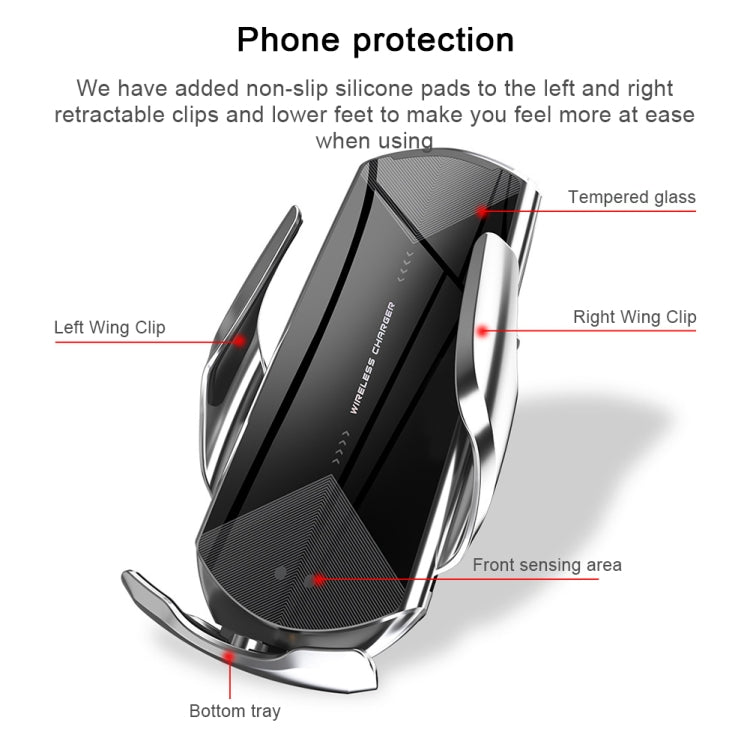 Q2 15W Universal Rotation Infrared Induction Magnetic Car Wireless Charging Mobile Phone Holder with Micro USB + 8 Pin + Type-C / USB-C Magnetic Connector(Blue)