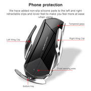 Q2 15W Universal Rotation Infrared Induction Magnetic Car Wireless Charging Mobile Phone Holder with Micro USB + 8 Pin + Type-C / USB-C Magnetic Connector(Blue)