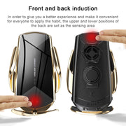 Q2 15W Universal Rotation Infrared Induction Magnetic Car Wireless Charging Mobile Phone Holder with Micro USB + 8 Pin + Type-C / USB-C Magnetic Connector(Blue)