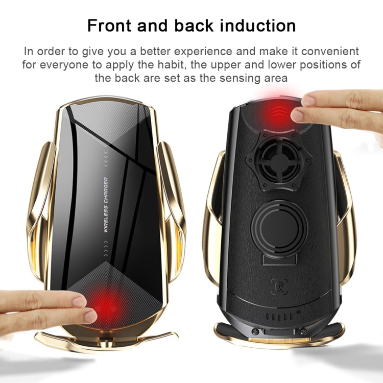 Q2 15W Universal Rotation Infrared Induction Magnetic Car Wireless Charging Mobile Phone Holder with Micro USB + 8 Pin + Type-C / USB-C Magnetic Connector(Blue)