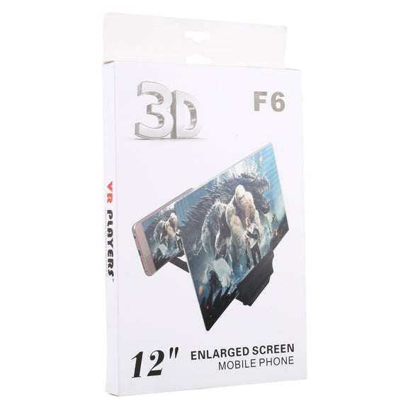 F6 12 inch Universal Foldable 3D Mobile Phone Screen Magnifier with Lazy Stand (White)