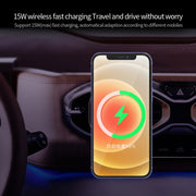 X16 Magsafe Car Air Outlet Vent Mount Clamp Holder 15W Fast Charging Qi Magnetic Wireless Charger(White)