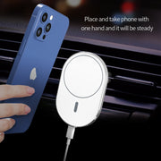X19 Magsafe Car Air Outlet Vent Mount Clamp Holder 15W Fast Charging Qi Magnetic Wireless Charger(White)
