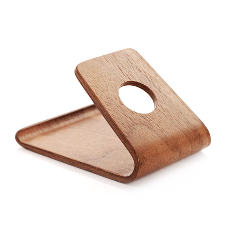 JS01 Wooden Desktop Phone Holder Universal Curved Wood Support Frame For Tablet Phones (Walnut)