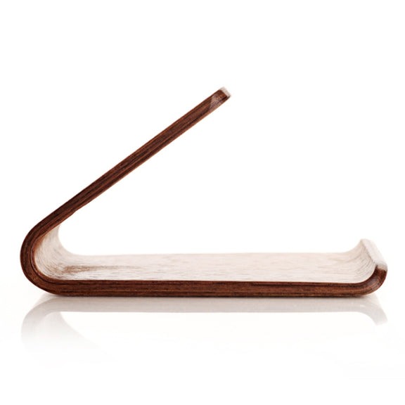 JS01 Wooden Desktop Phone Holder Universal Curved Wood Support Frame For Tablet Phones (Walnut)