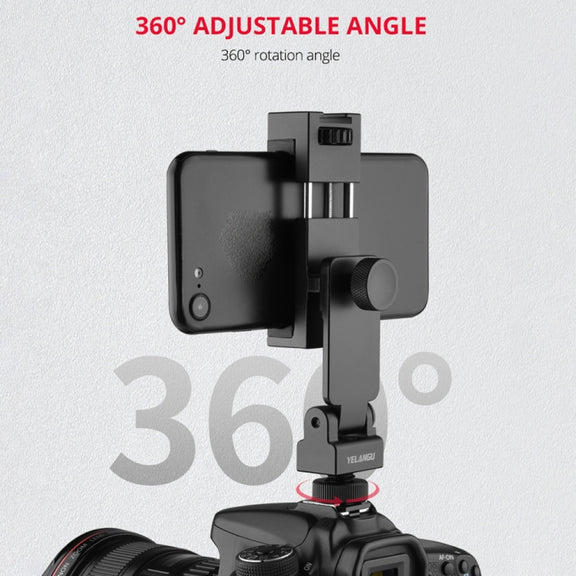 YELANGU PC10 360 Degree Rotating Horizontal Vertical Shooting Phone Clamp Holder Bracket (Black)