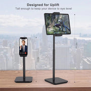 Desktop Liftable Anti-Skid Mobile Phone and Tablet Holder (Black)