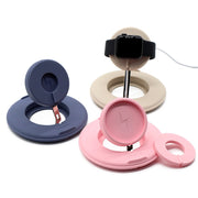 2 in 1 Silicone Desktop Wireless Charger Telescopic Stand For iPhone / Watch Wireless Charger (Beige White)