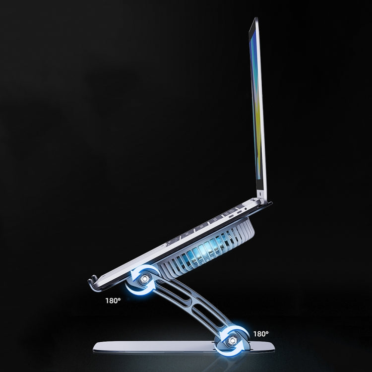 R-JUST HZ22 Dual-purpose Desktop Fan Aluminum Alloy Laptop  Bracket with Light(Tarnish)