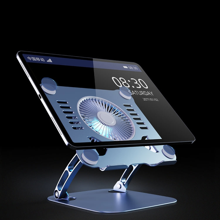 R-JUST HZ22 Dual-purpose Desktop Fan Aluminum Alloy Laptop  Bracket with Light(Silver)