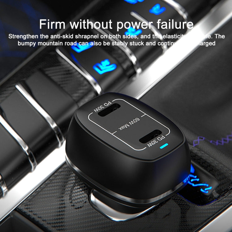 ACC-580 Dual Ports PD 60W Fast Charging Car Charger(White)
