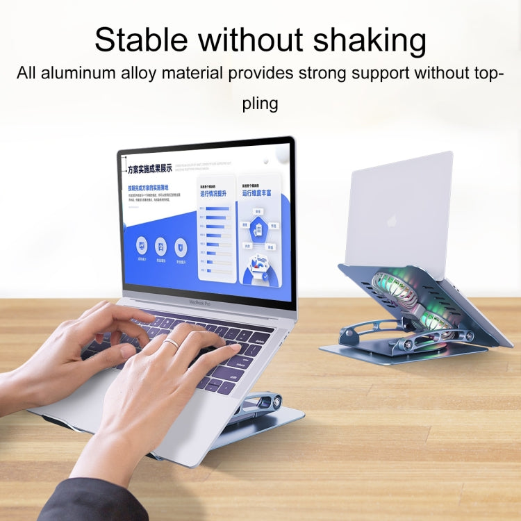 R- JUST HZ13-1 Rotating Foldable Multi-Angle Aluminum Alloy Laptop Fan Bracket (Silver)
