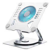 R- JUST HZ22-1 Rotating Dual-purpose Desktop Fan Aluminum Alloy Laptop Stand (Silver)