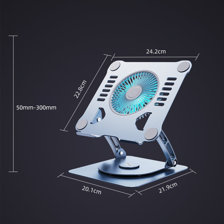 R- JUST HZ22-1 Rotating Dual-purpose Desktop Fan Aluminum Alloy Laptop Stand (Silver)