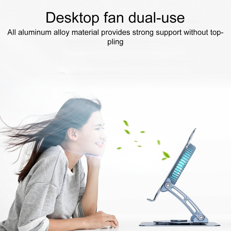 R- JUST HZ22-1 Rotating Dual-purpose Desktop Fan Aluminum Alloy Laptop Stand (Silver)