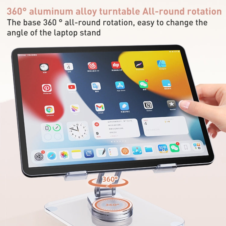 R-JUST T632 Acrylic 360 Degree Rotating Desktop Tablet Stand (Transparent)