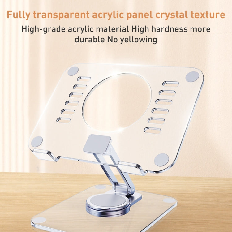 R-JUST T632 Acrylic 360 Degree Rotating Desktop Tablet Stand (Transparent)