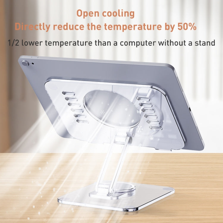 R-JUST T632 Acrylic 360 Degree Rotating Desktop Tablet Stand (Transparent)