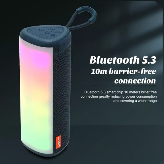 T&G TG357 Portable Wireless Bluetooth Speaker Outdoor Subwoofer with RGB Colorful Light & TWS(Blue)
