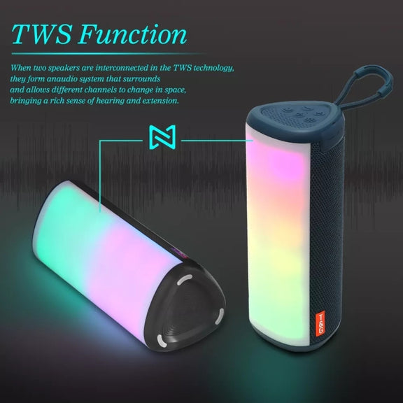 T&G TG357 Portable Wireless Bluetooth Speaker Outdoor Subwoofer with RGB Colorful Light & TWS(Blue)