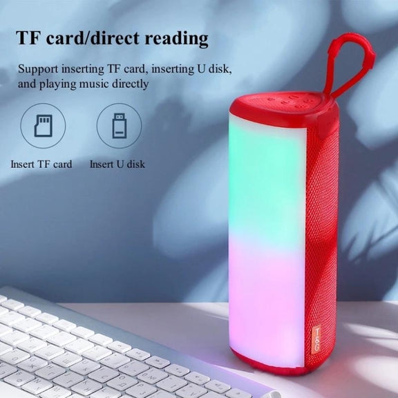 T&G TG357 Portable Wireless Bluetooth Speaker Outdoor Subwoofer with RGB Colorful Light & TWS(Red)
