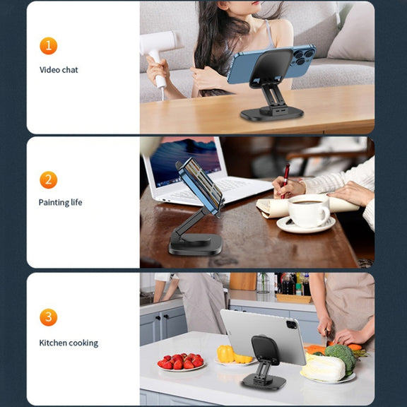 FD5 B028 Foldable Rotating Desktop Phone Tablet Holder (White)