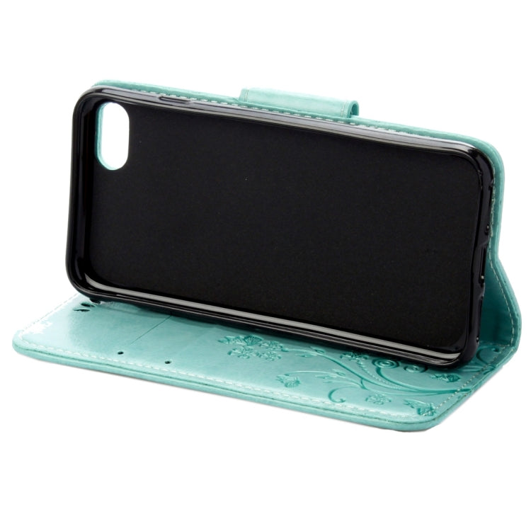 For  iPhone 8 & 7  Pressed Flowers Horizontal Flip Leather Case with Holder & Card Slots & Wallet(Green)