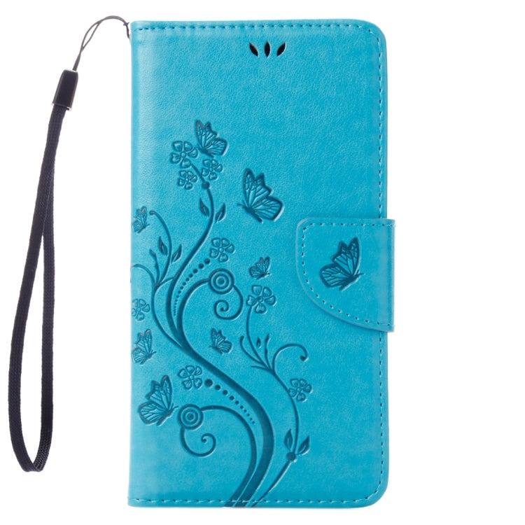 For  iPhone 8 & 7  Pressed Flowers Horizontal Flip Leather Case with Holder & Card Slots & Wallet(Blue)
