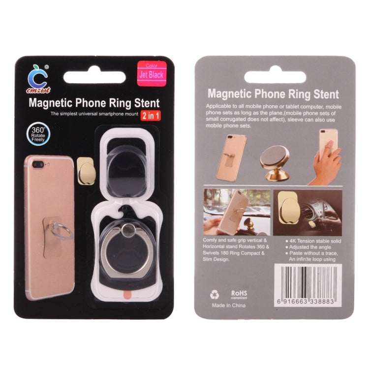 Cmzact CPS-2in1 2 in 1 Eagle Shape 360 Degrees Rotation Magnetic Phone Ring Stent Car Hook Mount(Black)