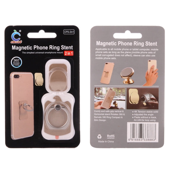 Cmzact CPS-2in1 2 in 1 Eagle Shape 360 Degrees Rotation Magnetic Phone Ring Stent Car Hook Mount(Gold)