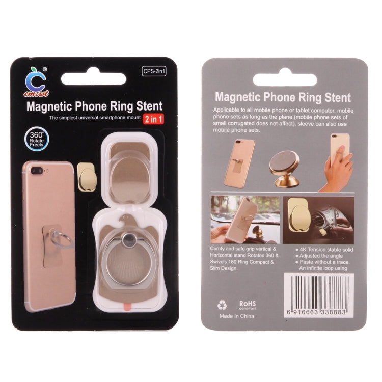 Cmzact CPS-2in1 2 in 1 Eagle Shape 360 Degrees Rotation Magnetic Phone Ring Stent Car Hook Mount(Gold)