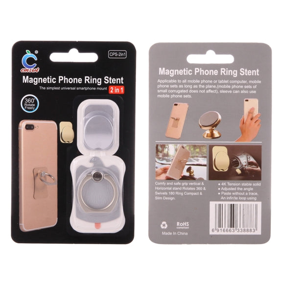 Cmzact CPS-2in1 2 in 1 Eagle Shape 360 Degrees Rotation Magnetic Phone Ring Stent Car Hook Mount(Silver)