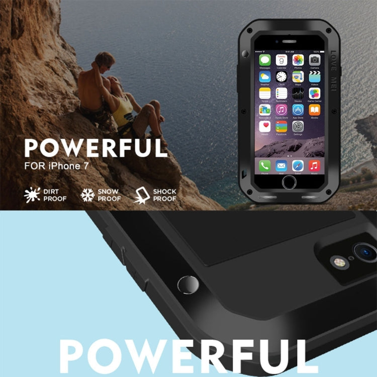 LOVE MEI for  iPhone 7 Professional and Powerful Dustproof Shockproof Anti-slip Metal Protective Case(Black)