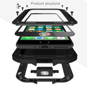 LOVE MEI for  iPhone 7 Professional and Powerful Dustproof Shockproof Anti-slip Metal Protective Case(Black)